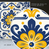 Modern Azulejo Blue Yellow Portugiesisch Lissabon Fliese