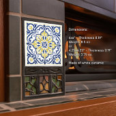 Modern Azulejo Blue Yellow Portugiesisch Lissabon Fliese