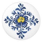 Modern Azulejo Blue Yellow Portugiesisch Lissabon Keramikknauf (Vorderseite)