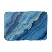 Modern Azure Blue Gold Marble Collection Badematte (Vorderseite)