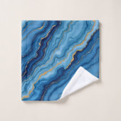 Modern Azure Blue Gold Marble Collection Badhandtuch Set (Waschlappen)