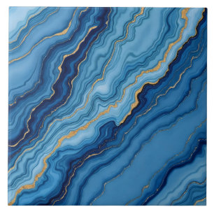 Modern Azure Blue Gold Marble Collection Fliese