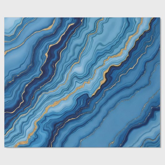 Modern Azure Blue Gold Marble Collection Geschenkpapier (Flach)