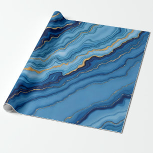 Modern Azure Blue Gold Marble Collection Geschenkpapier