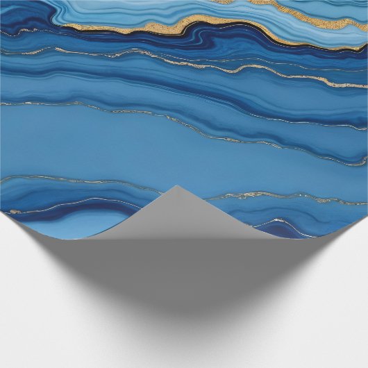 Modern Azure Blue Gold Marble Collection Geschenkpapier (Ecke)