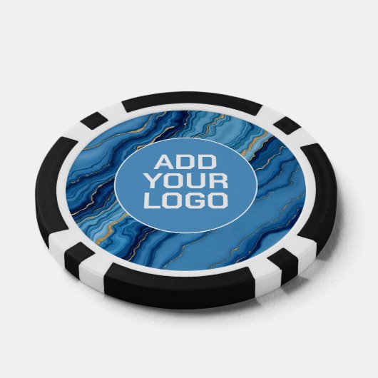 Modern Azure Blue Gold Marble Collection Pokerchips (Einzeln)