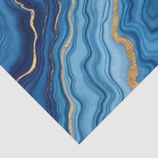 Modern Azure Blue Gold Marble Collection Seidenpapier (Ausschnitt)