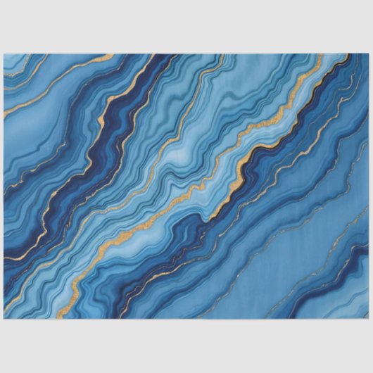 Modern Azure Blue Gold Marble Collection Seidenpapier (Vorderseite)