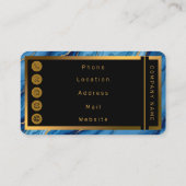 Modern Azure Blue Gold Marble Collection Visitenkarte (Rückseite)