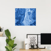 Modern Azure Blue Malachite Marble Wirbel Muster Poster (Heimbüro)