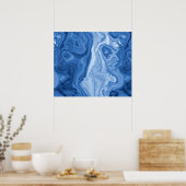 Modern Azure Blue Malachite Marble Wirbel Muster Poster (Küche)