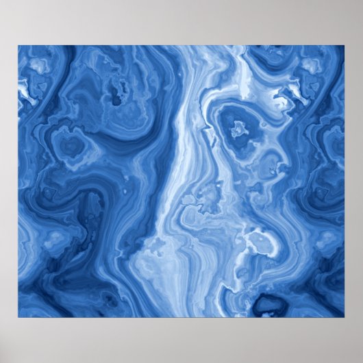 Modern Azure Blue Malachite Marble Wirbel Muster Poster (Vorne)
