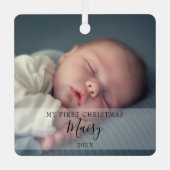 Modern Baby 2 Foto Ornament Aus Metall (Vorderseite)