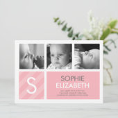 Modern Baby - 3 Fotos Geburtsankündigung Ankündigung (Stehend Vorderseite)