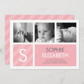 Modern Baby - 3 Fotos Geburtsankündigung Ankündigung (Vorne/Hinten)