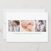 Modern Baby 4 Foto Collage Birth Ankündigung (Rückseite)