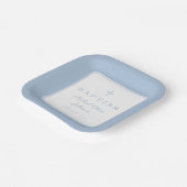 Modern Baby Blue Religius Cross Boy Baptism Pappteller (Gewinkelt)