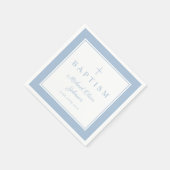 Modern Baby Blue Religius Cross Boy Baptism Serviette (Ecke)