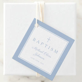 Modern Baby Blue Thank You Baptism Geschenkanhänger