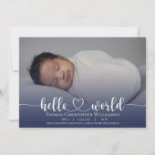 Modern Baby Boy Ankündigung Foto Script (Vorderseite)