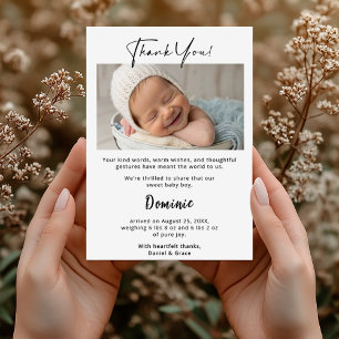 Modern Baby Boy Dankeschön Card mit Foto Ankündigung