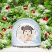 Modern Baby Boy First Christmas Foto Icy Blue Schneekugeln (Weihnachten)