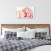 Modern Baby Boy Foto Birth Stats Keepake Leinwanddruck (Insitu (Schlafzimmer))