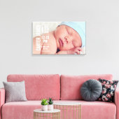 Modern Baby Boy Foto Birth Stats Keepake Leinwanddruck (Insitu (Wohnzimmer))