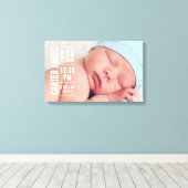 Modern Baby Boy Foto Birth Stats Keepake Leinwanddruck (Insitu (Holzboden))