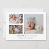 Modern Baby Boy Foto Collage Birth Ankündigung (Vorderseite)