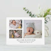 Modern Baby Boy Foto Collage Birth Ankündigung (Stehend Vorderseite)