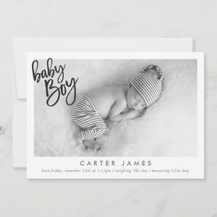 MODERN BABY BOY FOTO Einfache Kalligrafie-Overlay Ankündigung