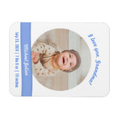 Modern Baby Boy Foto Geburtshinweis Oma Magnet (Horizontal)