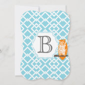 Modern Baby Boy Geometric Muster Owl Dusche Einladung (Rückseite)