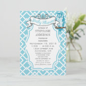 Modern Baby Boy Geometric Muster Owl Dusche Einladung (Stehend Vorderseite)