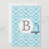 Modern Baby Boy Geometric Muster Owl Dusche Einladung (Rückseite)