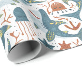 Modern Baby Boy Kids Birthday Under The Sea Shark Geschenkpapier (Rolleneckpunkt)