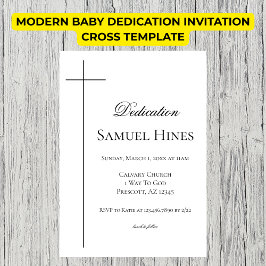 Modern Baby Dedication Invitation Cross Template Einladung
