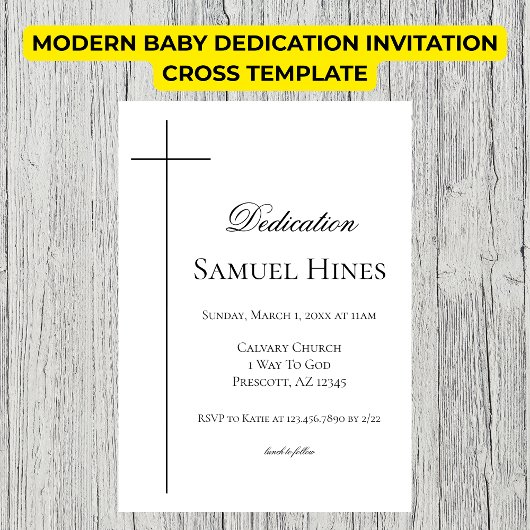 Modern Baby Dedication Invitation Cross Template Einladung