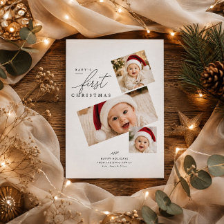 Modern Baby Erstes Weihnachten Drei Foto Feiertag