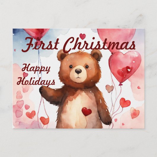 Modern Baby First Christmas Card Einladungspostkarte (Vorderseite)