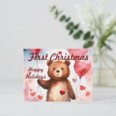 Modern Baby First Christmas Card Einladungspostkarte (Stehend Vorderseite)