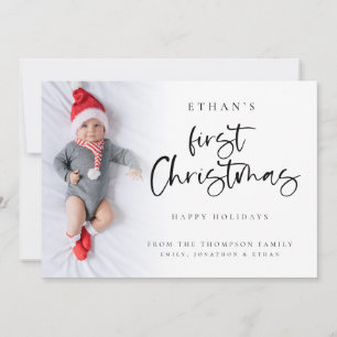 Modern Baby First Christmas Custom Foto Card Feiertagskarte