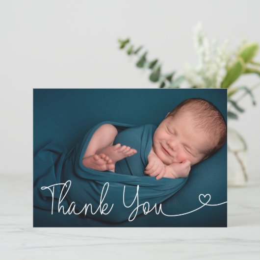 Modern Baby Foto Birth Ankündigung Script (Stehend Vorderseite)