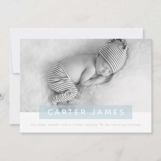 MODERN BABY FOTO, einfach, blau, blau, überzogen Ankündigung (Vorderseite)