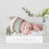 MODERN BABY FOTO schlicht minimalistisch blau Ankündigung (Stehend Vorderseite)