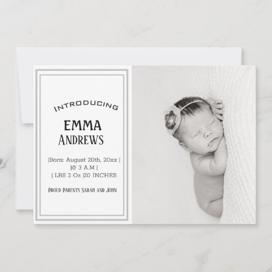 Modern Baby Foto Vielen Dank für Ihre Geburtserklä Ankündigung (Vorderseite)