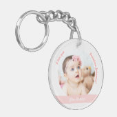 Modern Baby Girl 2 Fotos Name Geburtsdatum Großmut Schlüsselanhänger (Vorderseite links)