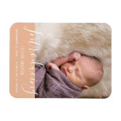 Modern Baby Girl Birth Ankündigung Foto Magnet (Horizontal)