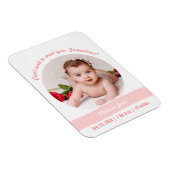 Modern Baby Girl Foto Geburtserklärung Oma Magnet (Rechte Seite)